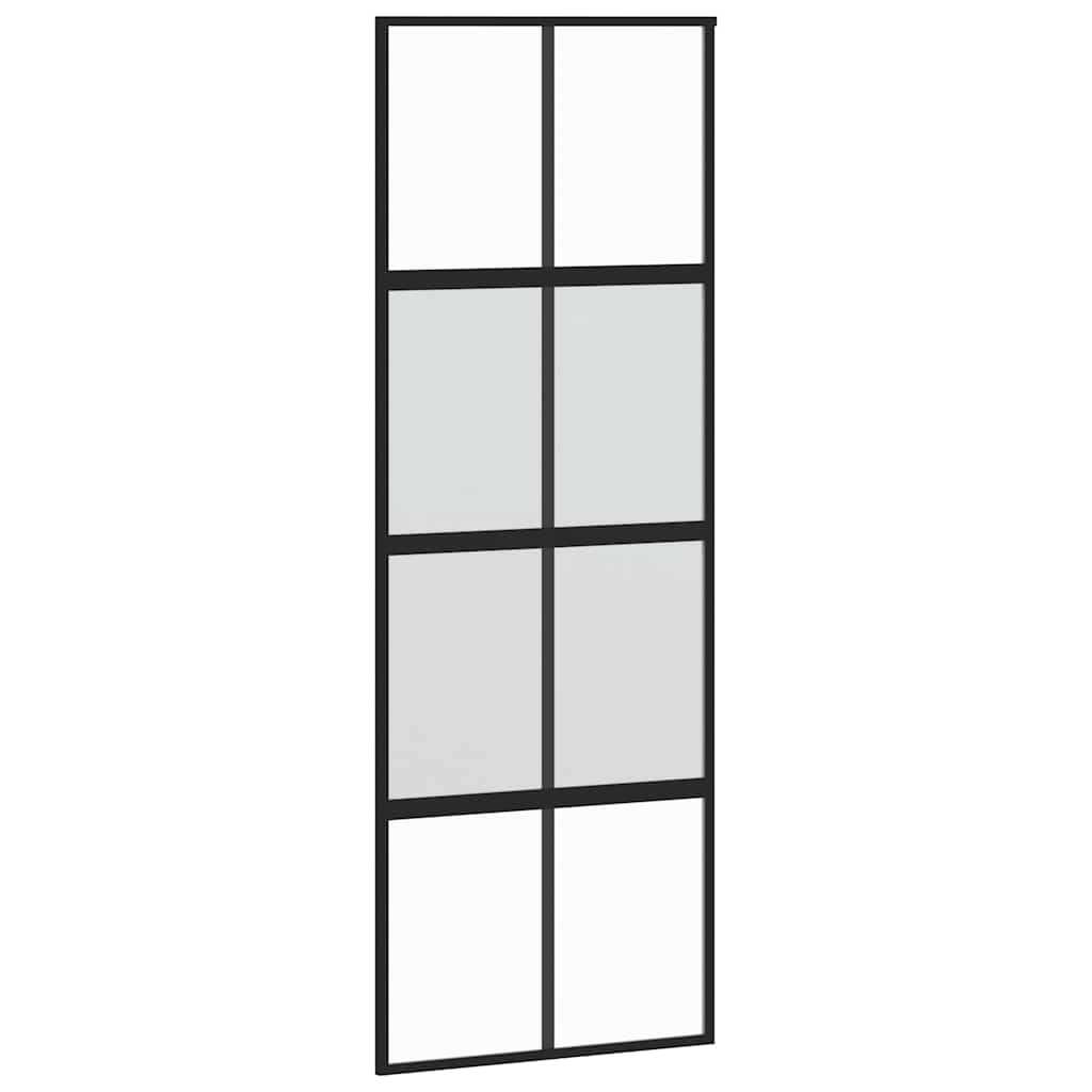 Schuifdeur met beslag 76x205 cm gehard glas en aluminium