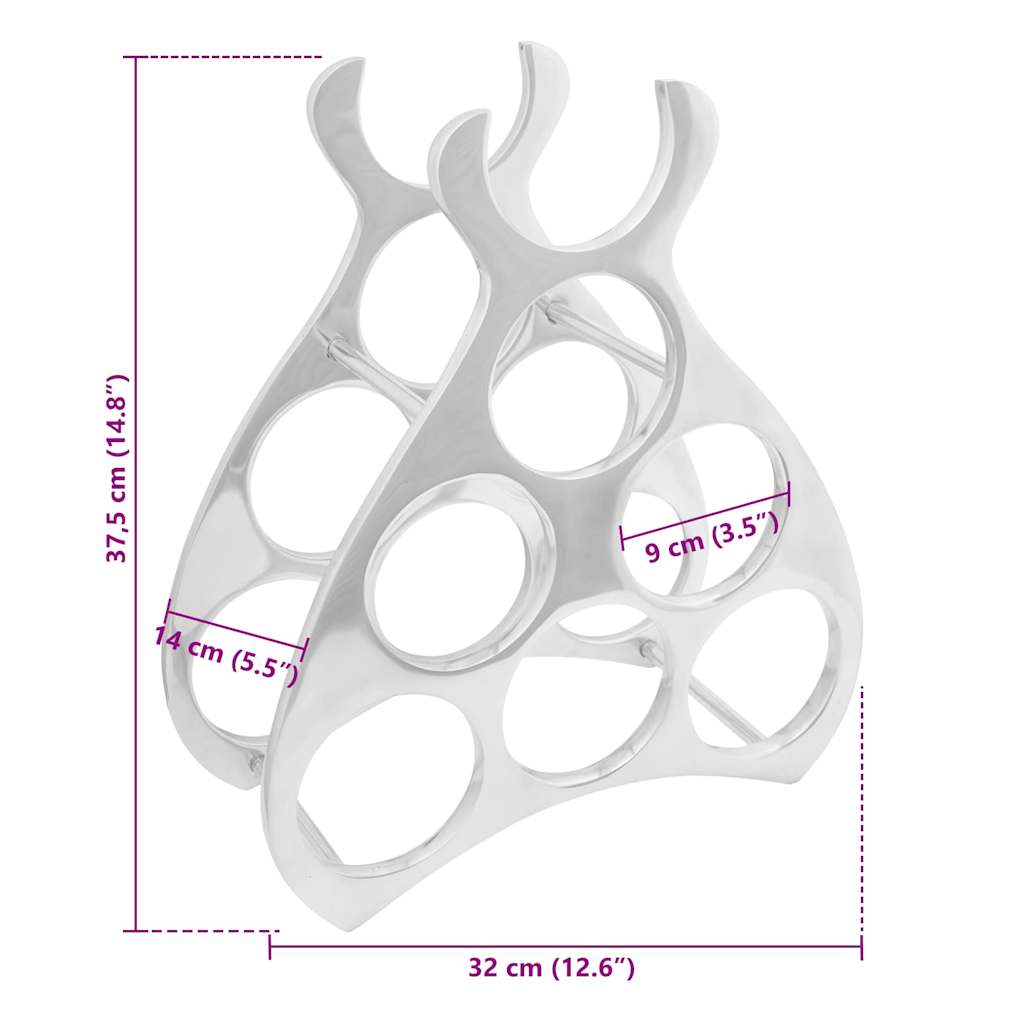 Wijnrek Zilver 38 x 33 x 13 cm Aluminium