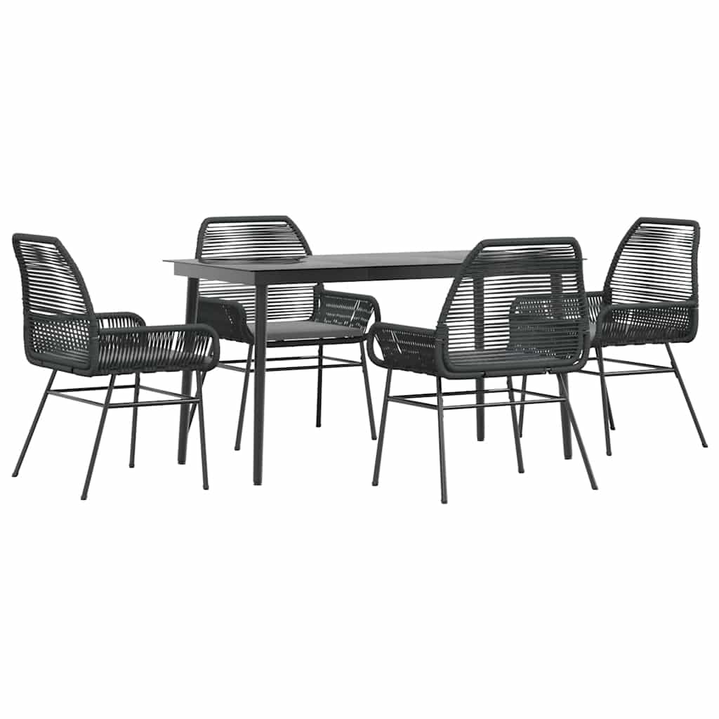 5-Delige Tuinset Met Kussens Poly Rattan Glas 4 140 x 70 x 74 cm Zwart