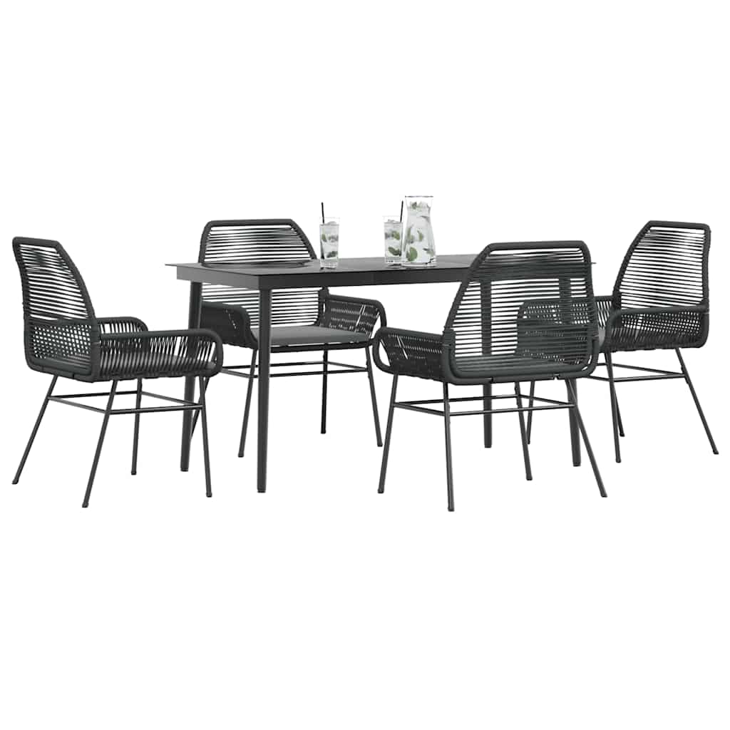 5-Delige Tuinset Met Kussens Poly Rattan Glas 4 140 x 70 x 74 cm Zwart