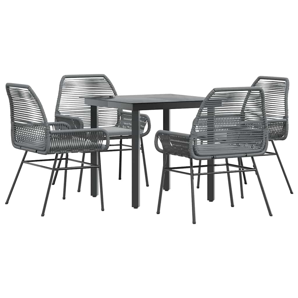5-Delige Tuinset Met Kussens Poly Rattan Glas 4 80 x 80 x 74 cm Grijs