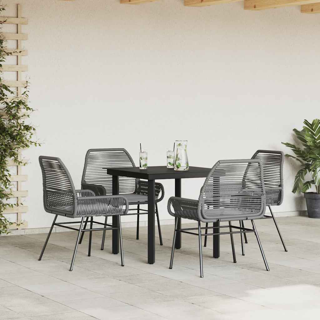 5-Delige Tuinset Met Kussens Poly Rattan Glas 4 80 x 80 x 74 cm Grijs