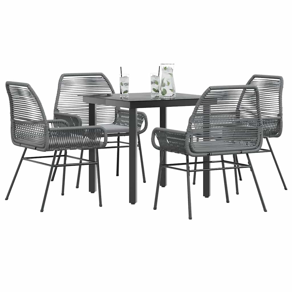 5-Delige Tuinset Met Kussens Poly Rattan Glas 4 80 x 80 x 74 cm Grijs