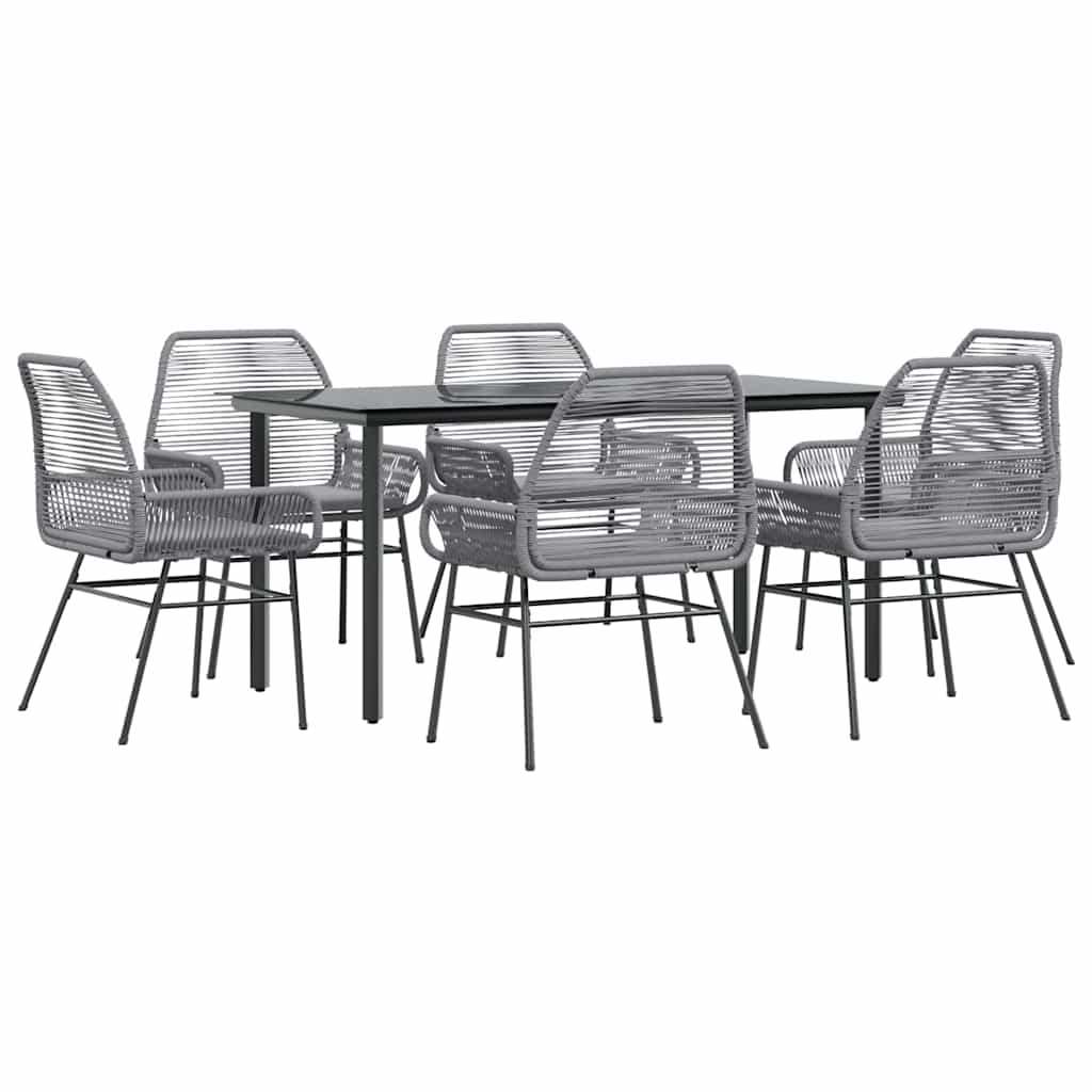 7-Delige Tuinset Met Kussens Poly Rattan Glas 6 160 x 80 x 74 cm Grijs