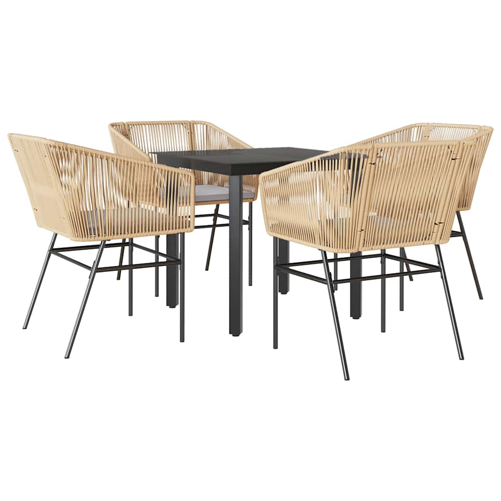 5-Delige Tuinset Met Kussens Poly Rattan Glas 4 80 x 80 x 74 cm Bruin