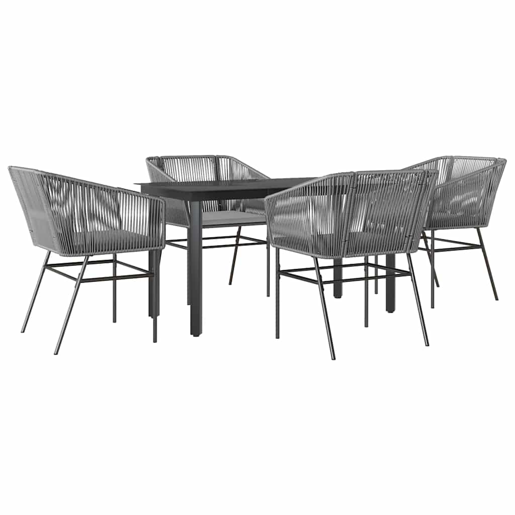 5-Delige Tuinset Met Kussens Poly Rattan Glas 4 140 x 70 x 74 cm Grijs