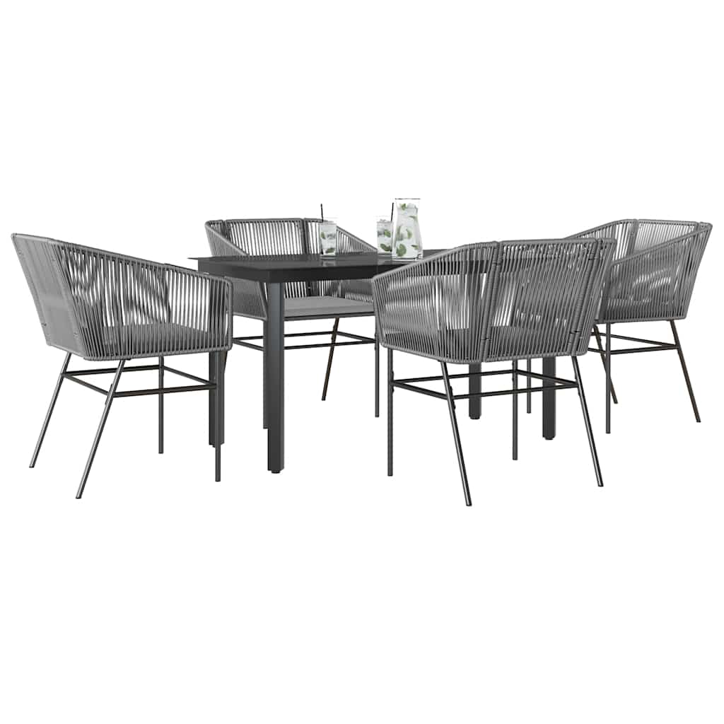 5-Delige Tuinset Met Kussens Poly Rattan Glas 4 140 x 70 x 74 cm Grijs