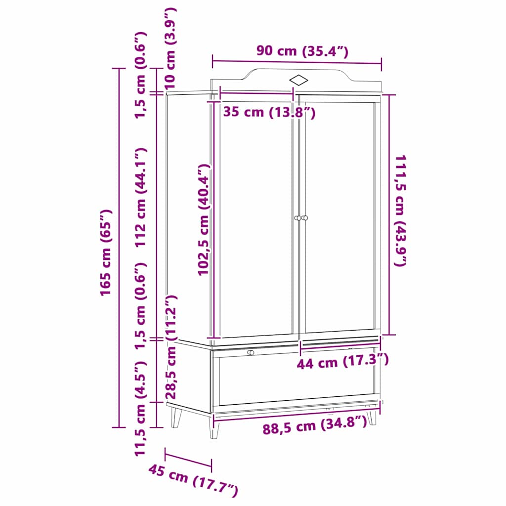Krijtbord Kast met lade met plank met opslag Wit Bewerkt hout