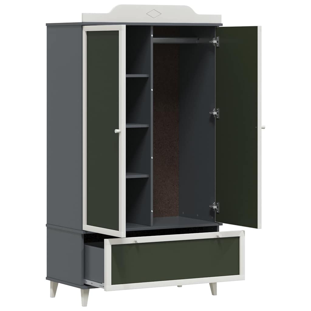 Krijtbord Kast met lade met plank Grijs en wit Bewerkt hout