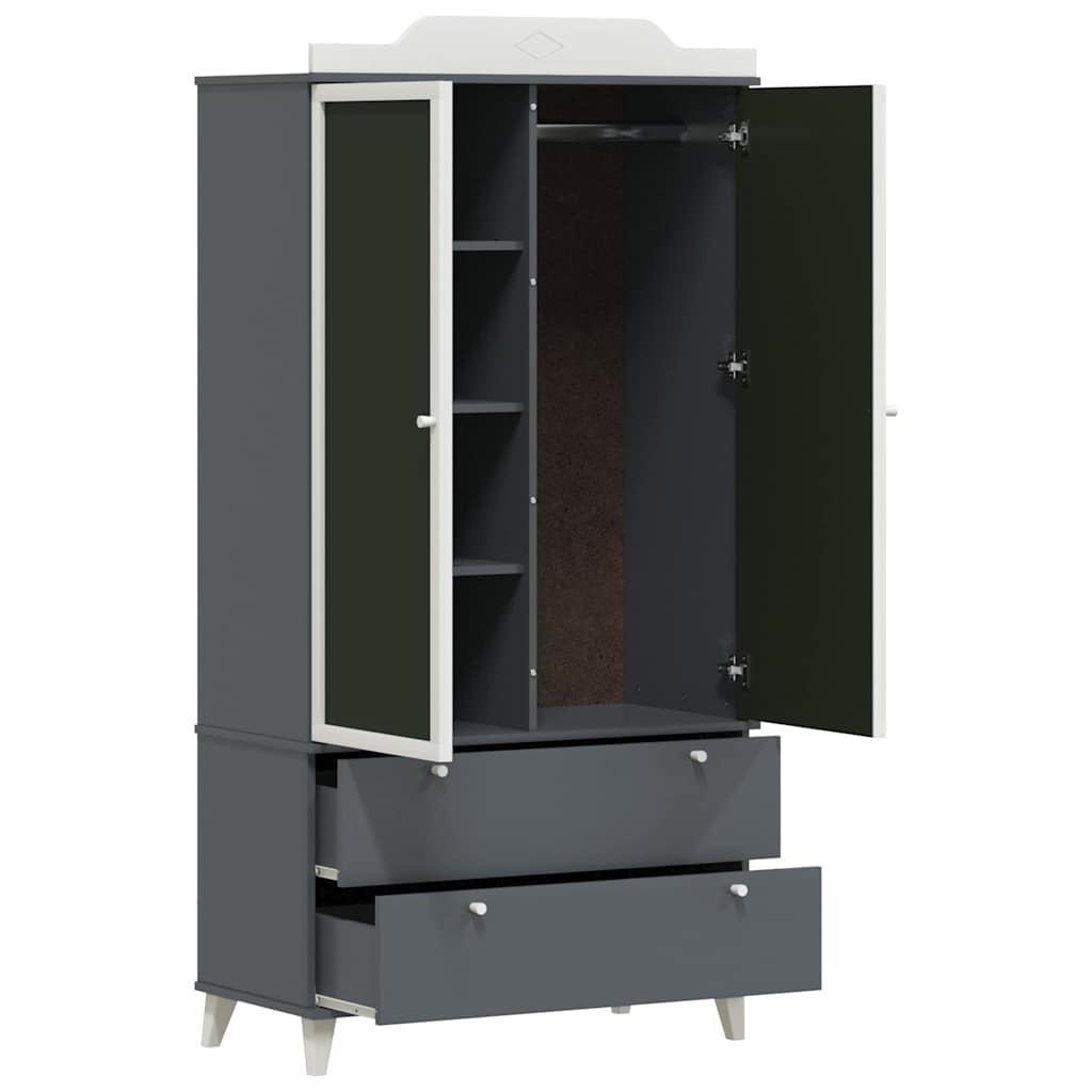 Krijtbord Kast met lade met plank Grijs en wit Bewerkt hout