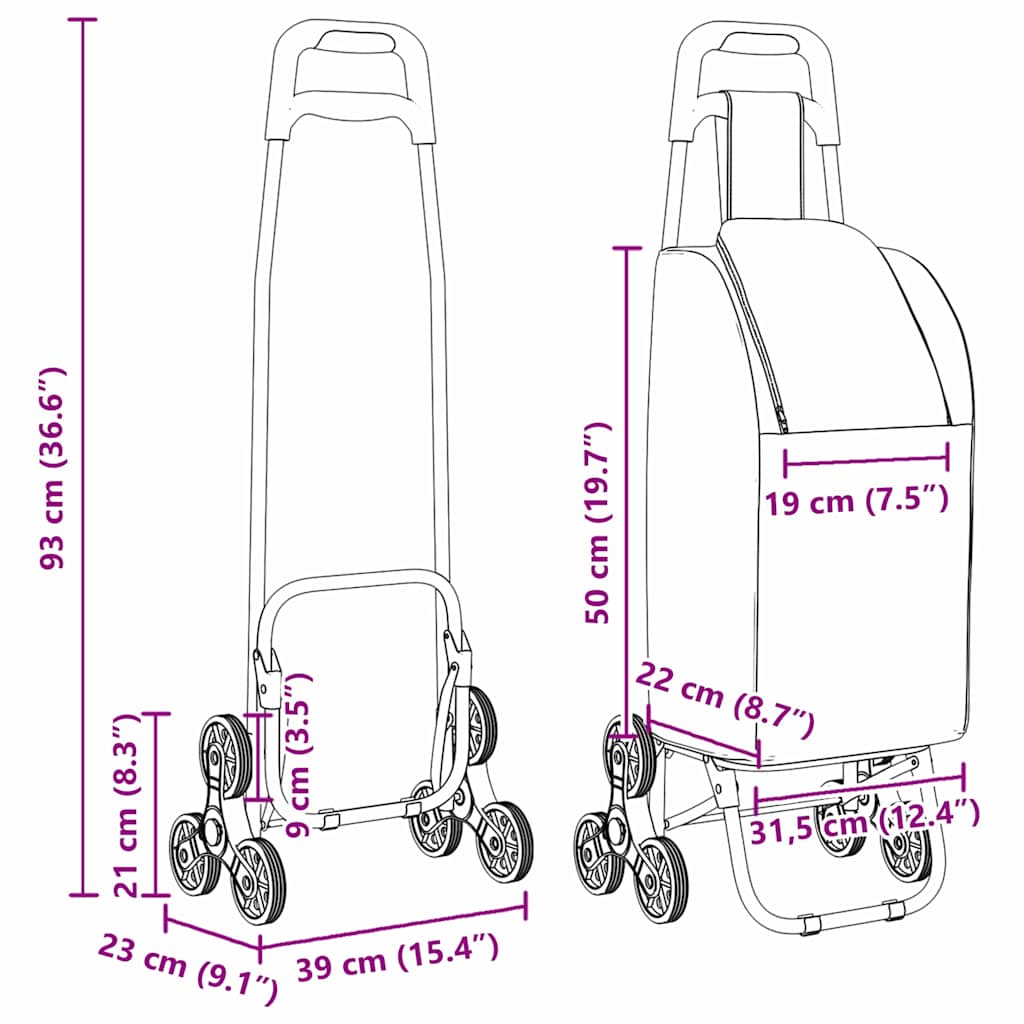 Winkel trolley Blauw 39,5 x 33 x 93 cm Oxford stof