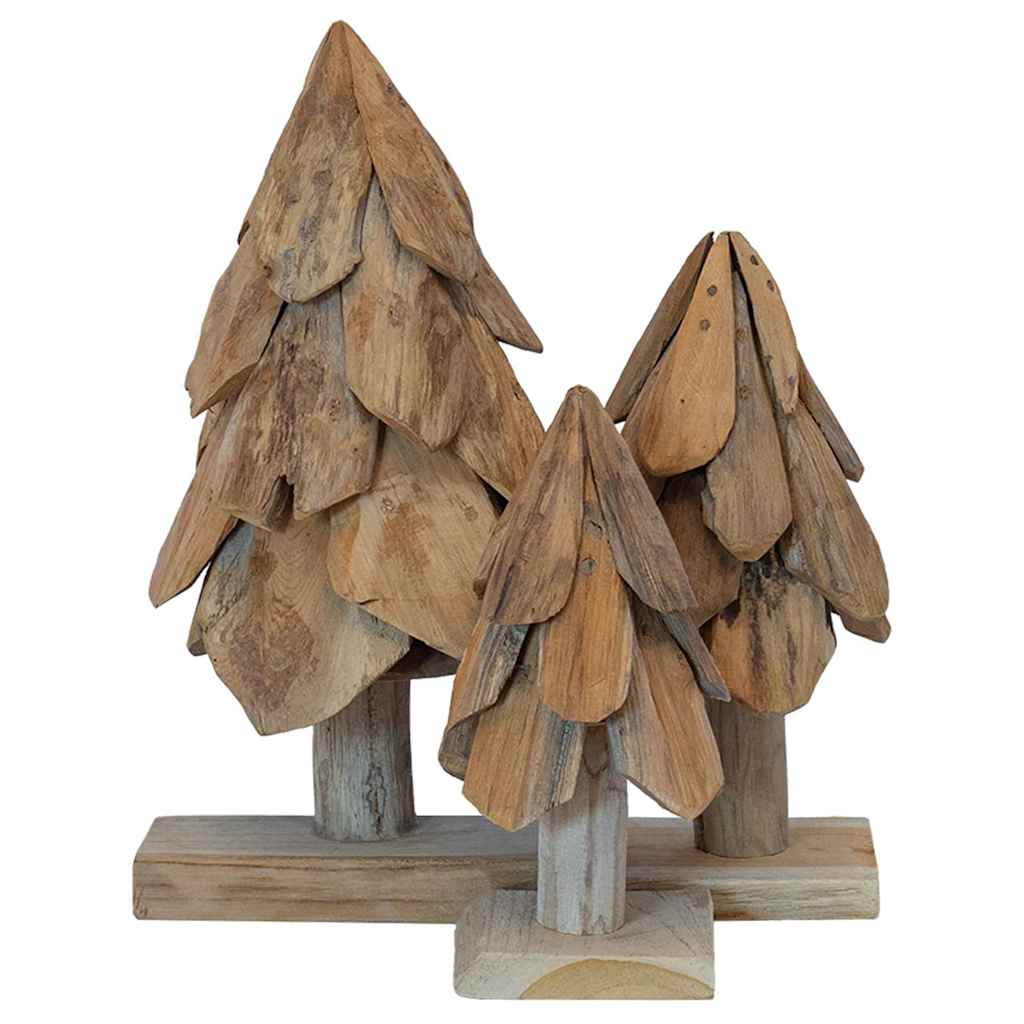 Kerstboom met standaard 3 pcs Bruin Massief teakhout