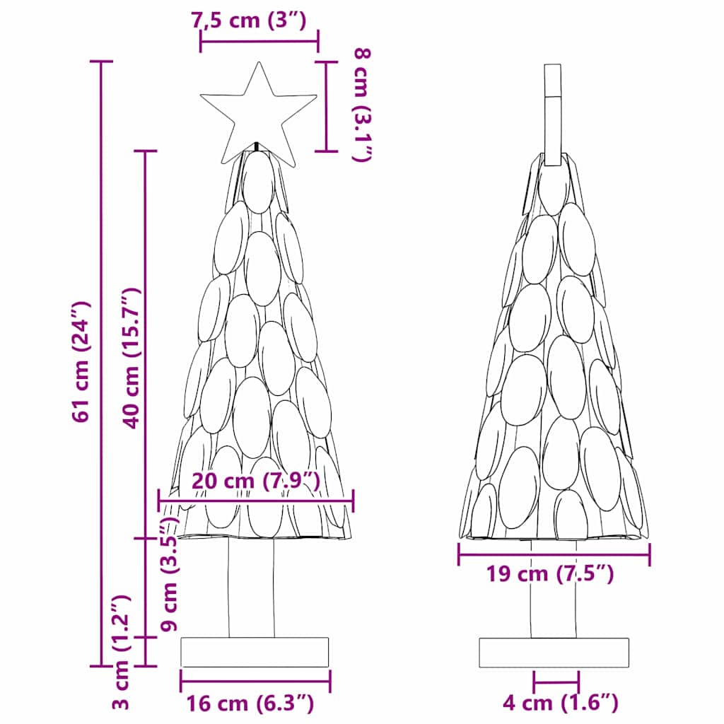 Kerstboom met standaard Bruin 60 cm Massief teakhout