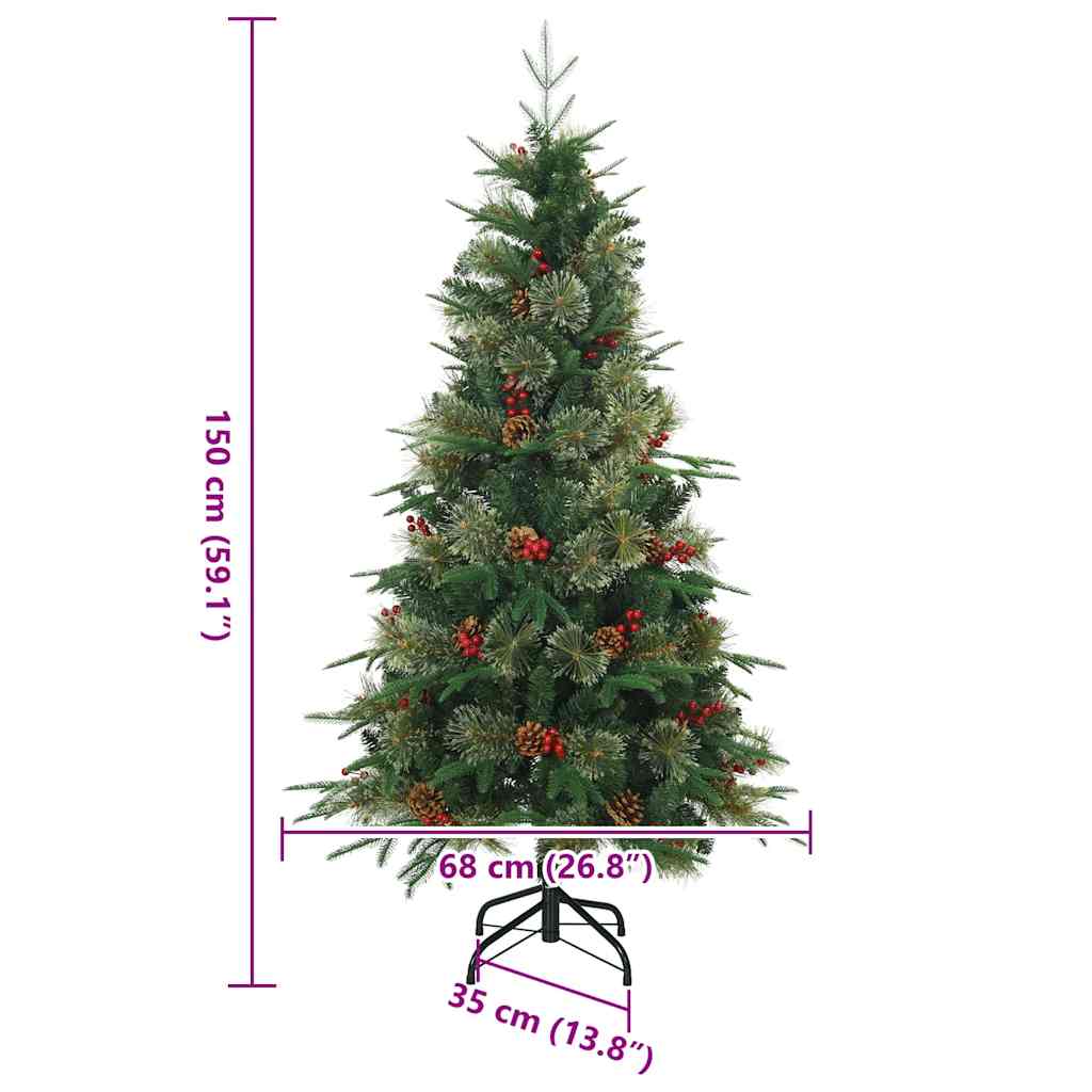 Kunstmatige Inklapbare Kerstboom Groen 150 cm PVC, PE en staal