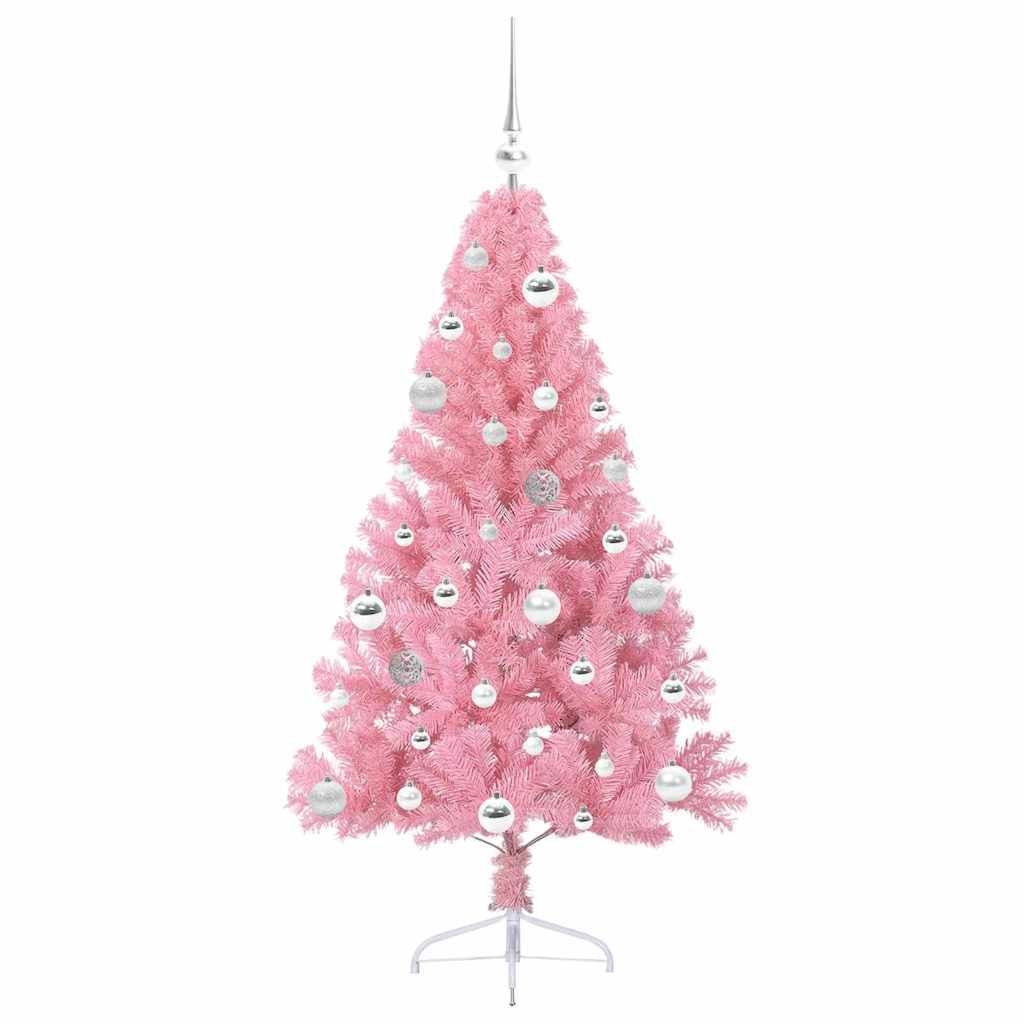 Kunstmatig Voorverlicht Kerstboom met 150 LED Roze 150 cm PVC