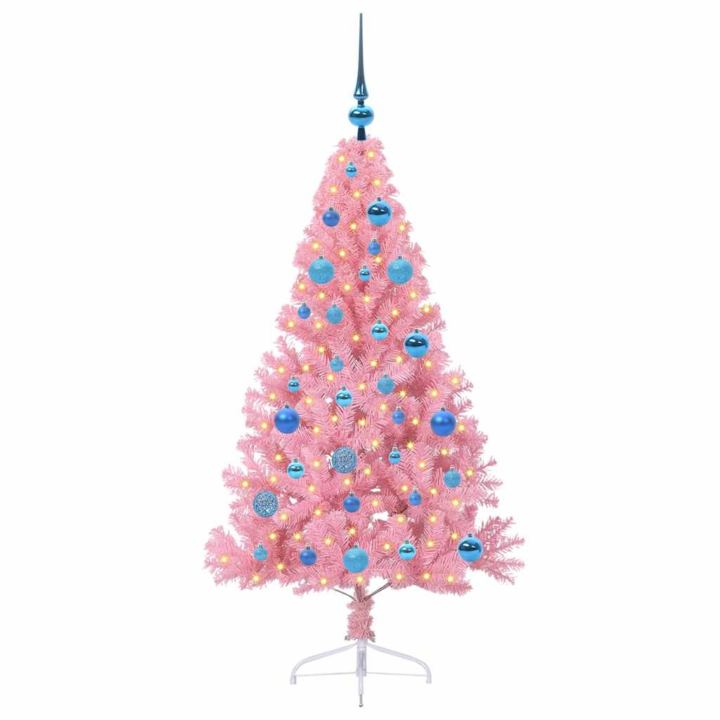 Kunstmatig Voorverlicht Kerstboom met 150 LED Roze 150 cm PVC
