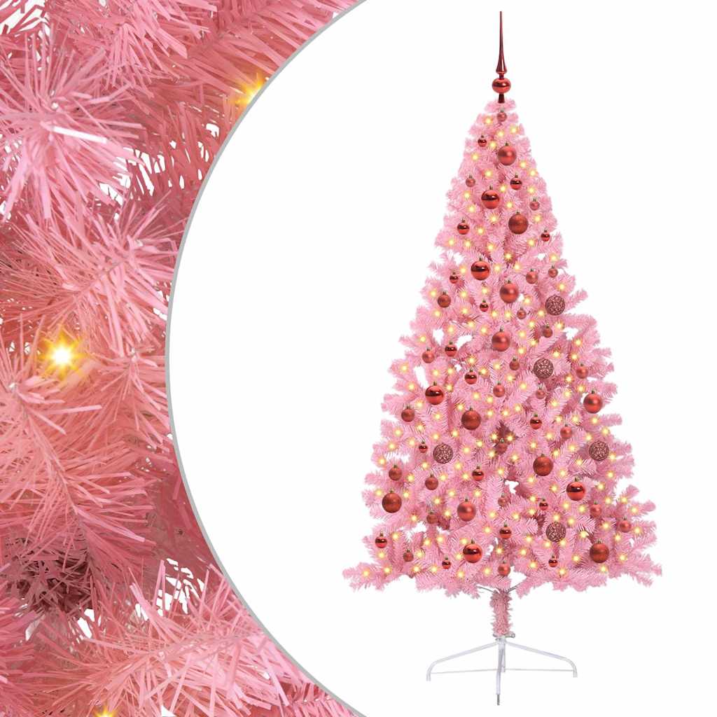 Kunstmatig Voorverlicht Kerstboom met 300 LED Roze 180 cm PVC
