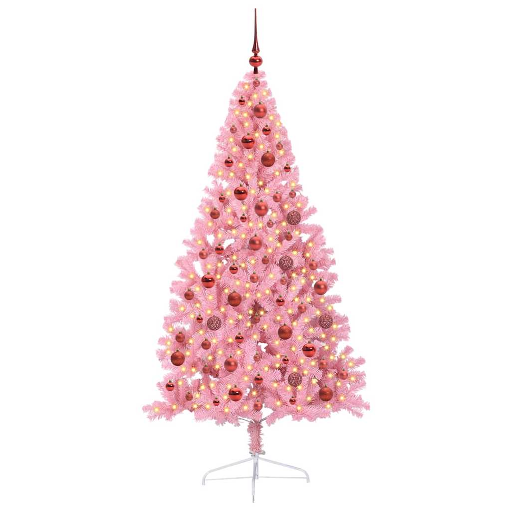 Kunstmatig Voorverlicht Kerstboom met 300 LED Roze 180 cm PVC
