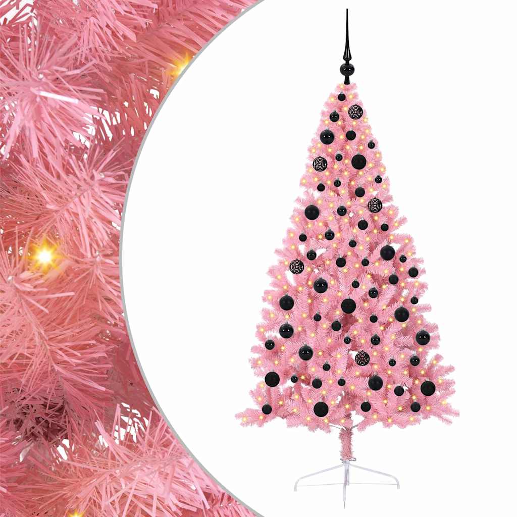 Kunstmatig Voorverlicht Kerstboom met 300 LED Roze 180 cm PVC