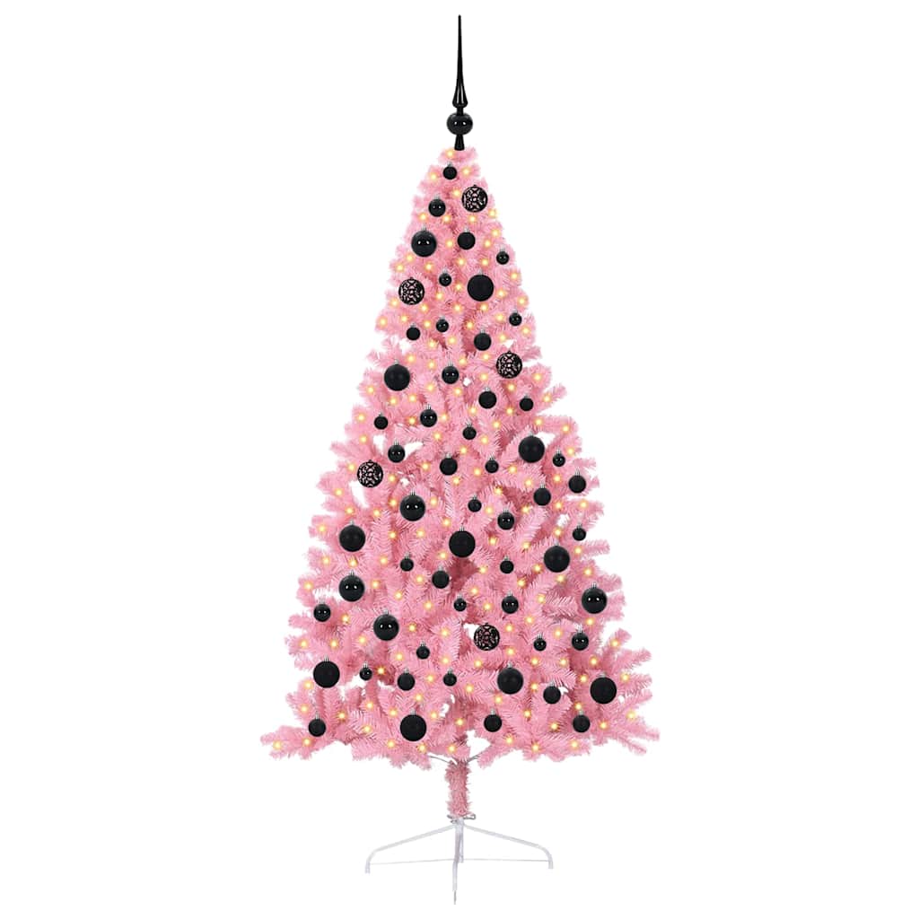 Kunstmatig Voorverlicht Kerstboom met 300 LED Roze 180 cm PVC