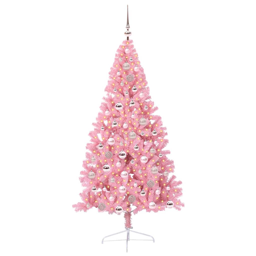 Kunstmatig Voorverlicht Kerstboom met 300 LED Roze 180 cm PVC
