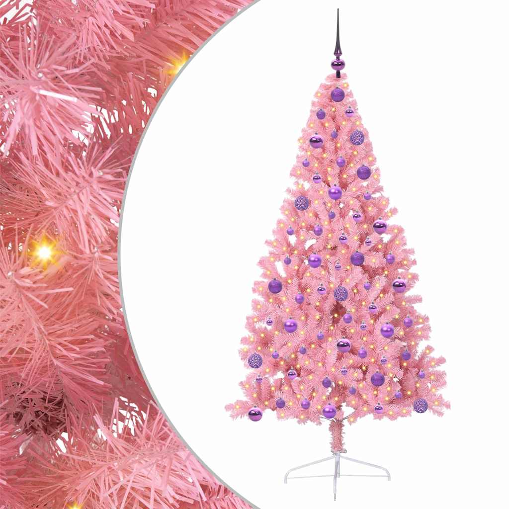 Kunstmatig Voorverlicht Kerstboom met 300 LED Roze 180 cm PVC