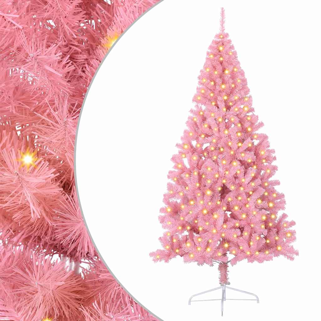 Kunstmatig Voorverlicht Kerstboom met 300 LED Roze 240 cm PVC