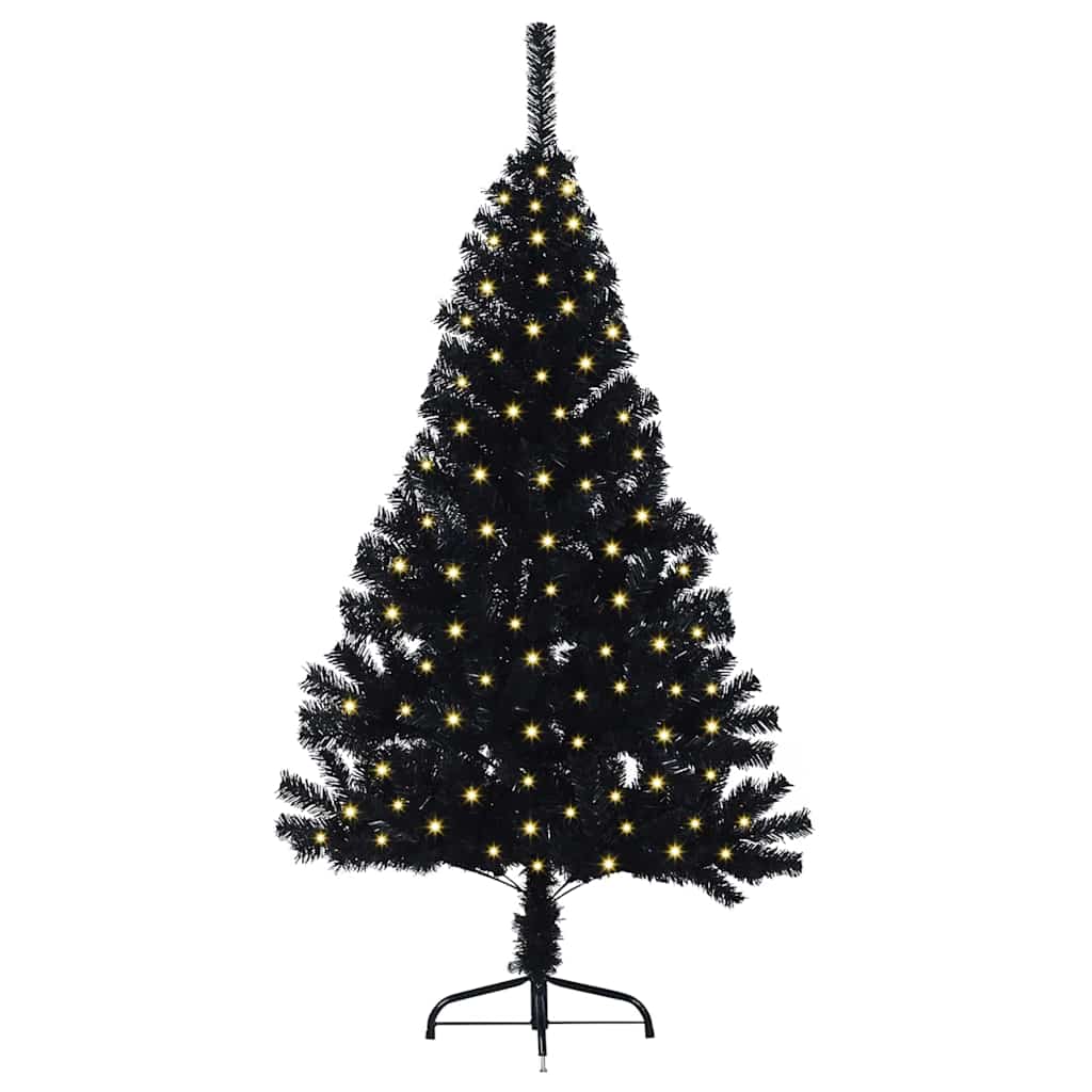 Kunstmatig Voorverlicht Kerstboom met 150 LED Zwart 150 cm PVC
