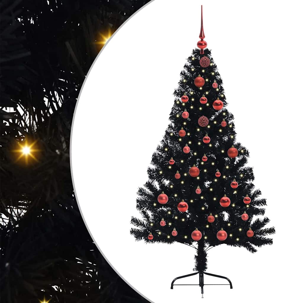 Kunstmatig Voorverlicht Kerstboom met 150 LED Zwart 150 cm PVC