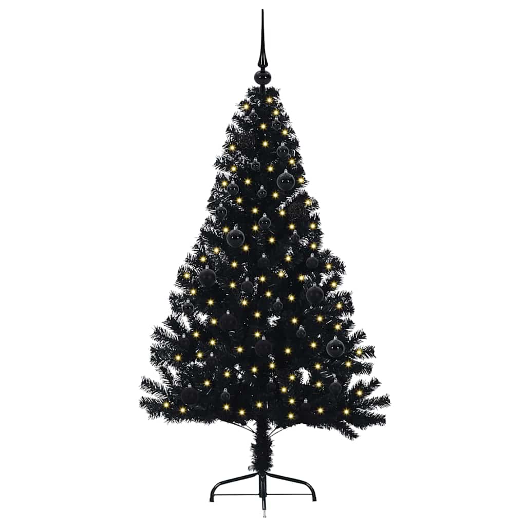 Kunstmatig Voorverlicht Kerstboom met 150 LED Zwart 150 cm PVC