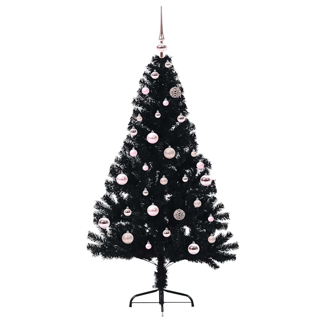 Kunstmatig Voorverlicht Kerstboom met 150 LED Zwart 150 cm PVC