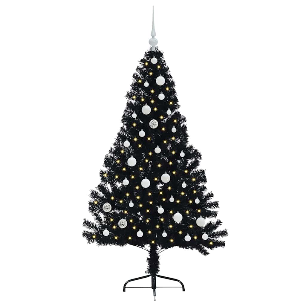 Kunstmatig Voorverlicht Kerstboom met 150 LED Zwart 150 cm PVC