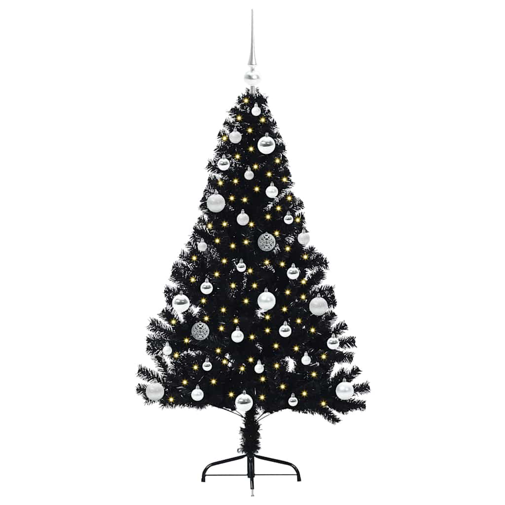 Kunstmatig Voorverlicht Kerstboom met 150 LED Zwart 150 cm PVC
