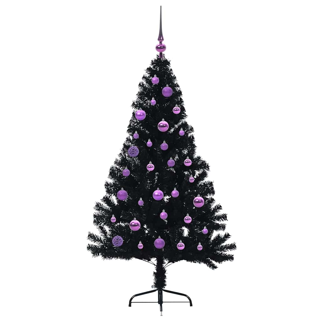 Kunstmatig Voorverlicht Kerstboom met 150 LED Zwart 150 cm PVC