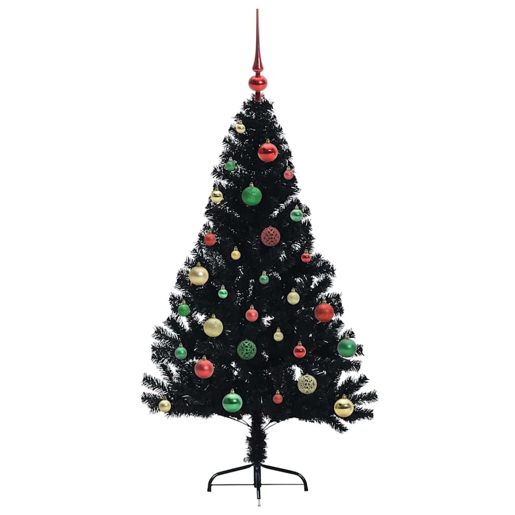 Kunstmatig Voorverlicht Kerstboom met 150 LED Zwart 150 cm PVC