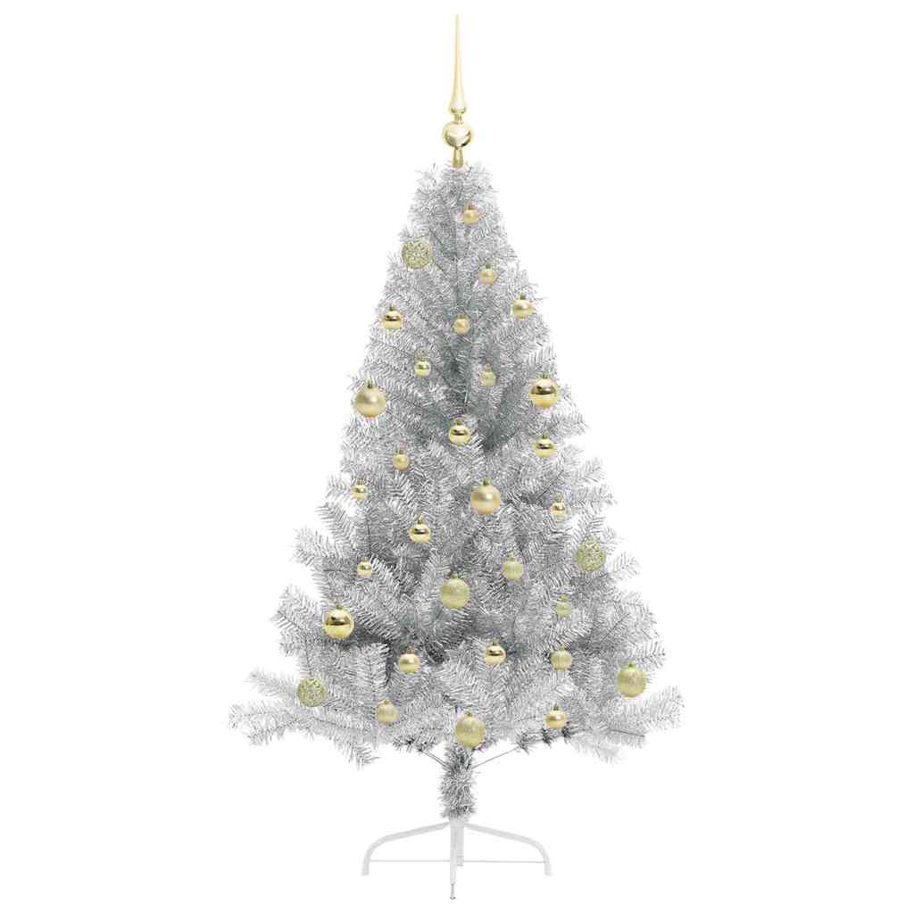 Kunstmatig Voorverlicht Kerstboom met 150 LED Zilver 150 cm PET