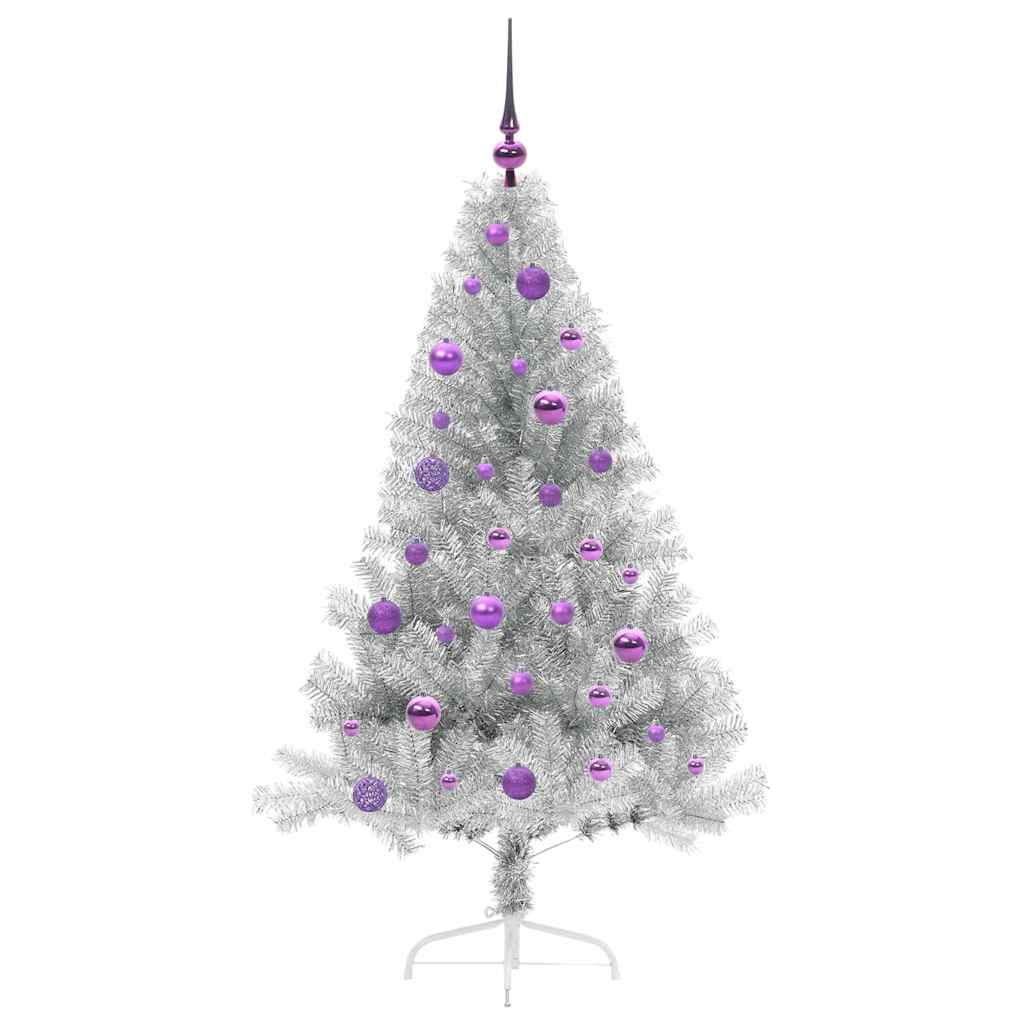 Kunstmatig Voorverlicht Kerstboom met 150 LED Zilver 150 cm PET