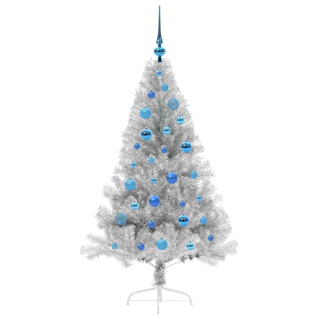 Kunstmatig Voorverlicht Kerstboom met 150 LED Zilver 150 cm PET