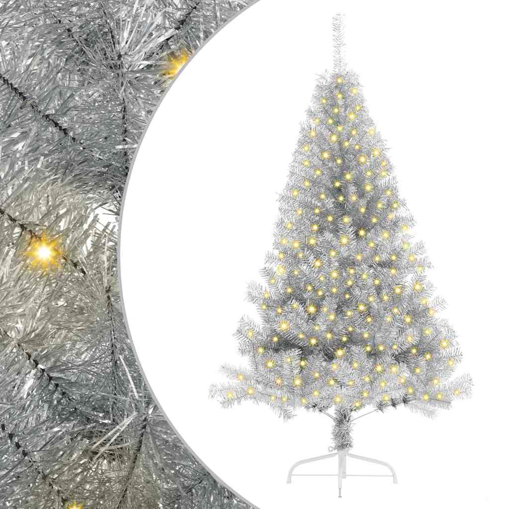 Kunstmatig Voorverlicht Kerstboom met 300 LED Zilver 180 cm PET