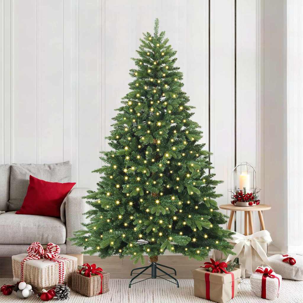 Kunstkerstboom met 300 LED met standaard Groen 210 cm PE en PVC