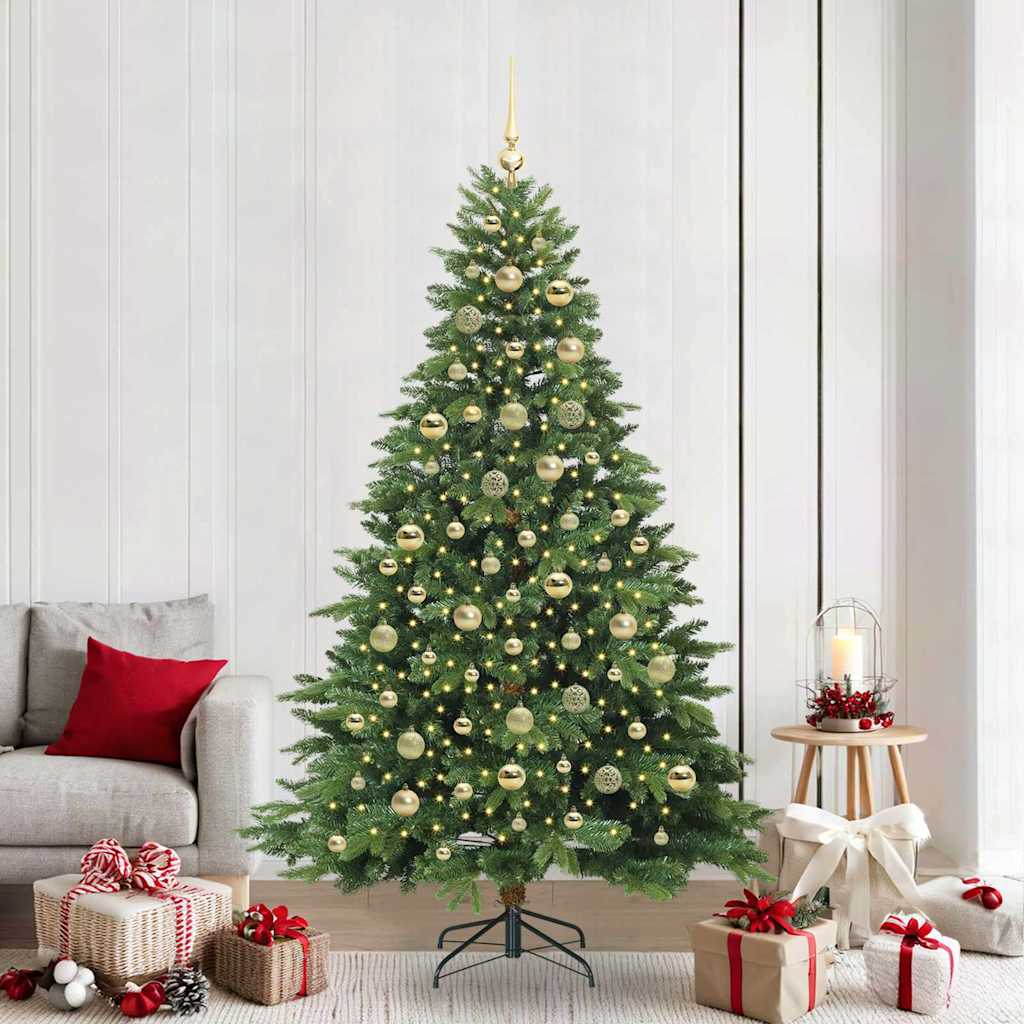 Kunstkerstboom met 300 LED met standaard Groen 210 cm PE en PVC