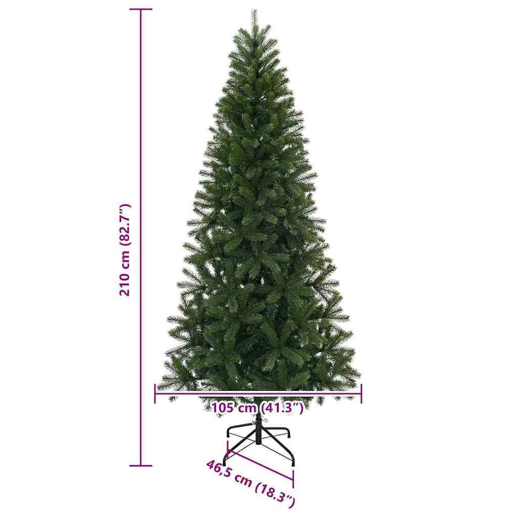 Kunstkerstboom met standaard Groen 210 cm PVC, PE en staal