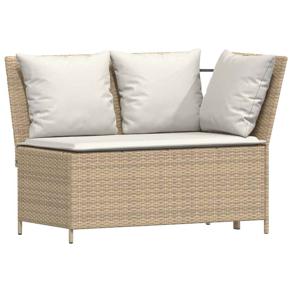 4-delige Tuinbankstel met kussens L-vormig beige poly rattan