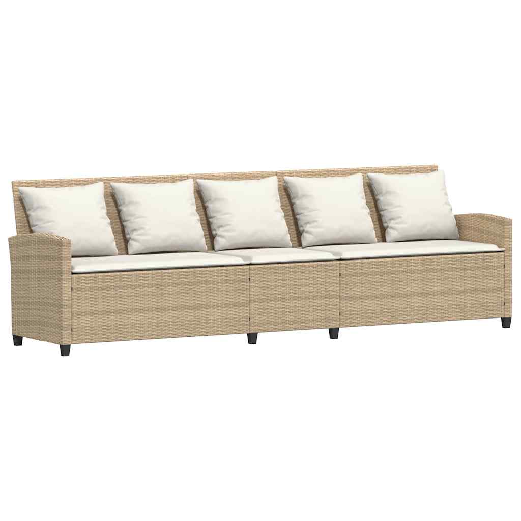 4-delige Tuinbankstel met kussens L-vormig beige poly rattan