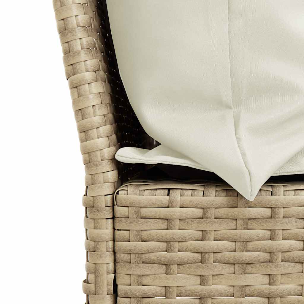 4-delige Tuinbankstel met kussens L-vormig beige poly rattan