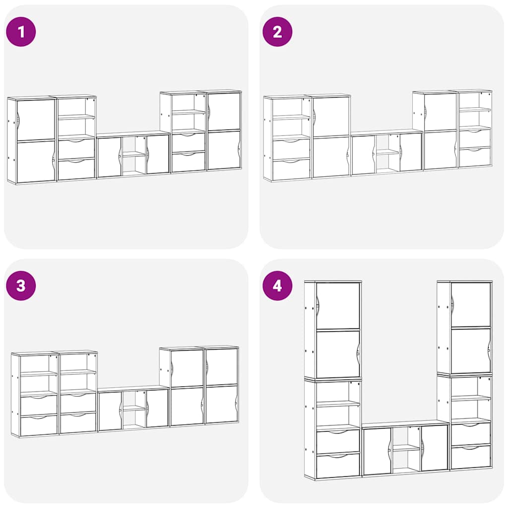 5-delige tv-meubels met opbergruimte ODDA massief grenenhout
