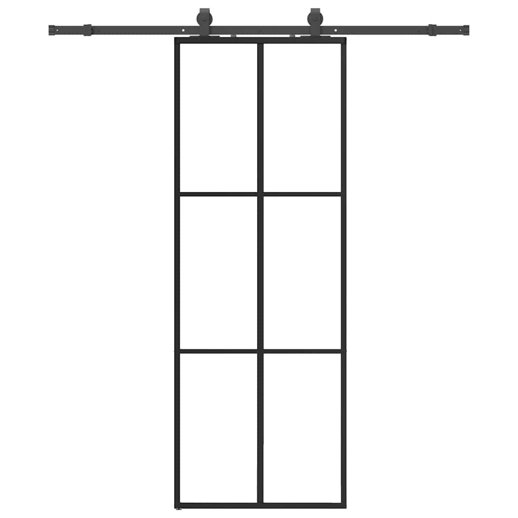 Schuifdeur met beslagset 76x205 cm ESG glas zwart