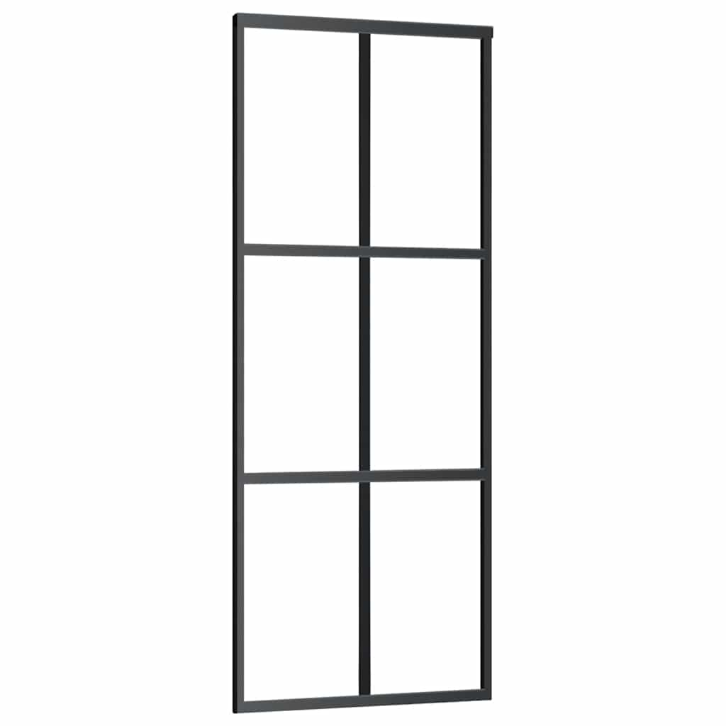 Schuifdeur met beslagset 76x205 cm ESG glas zwart