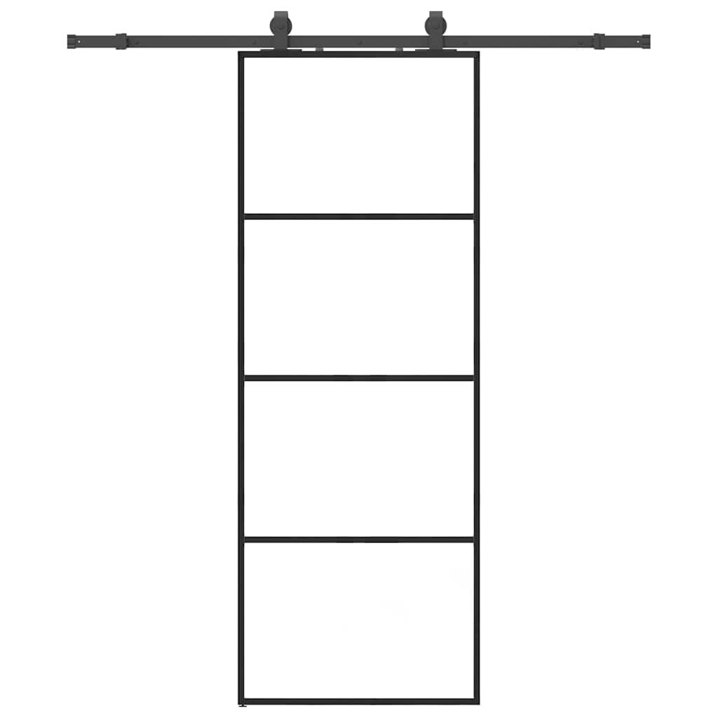 Schuifdeur met beslagset 76x205 cm ESG glas zwart