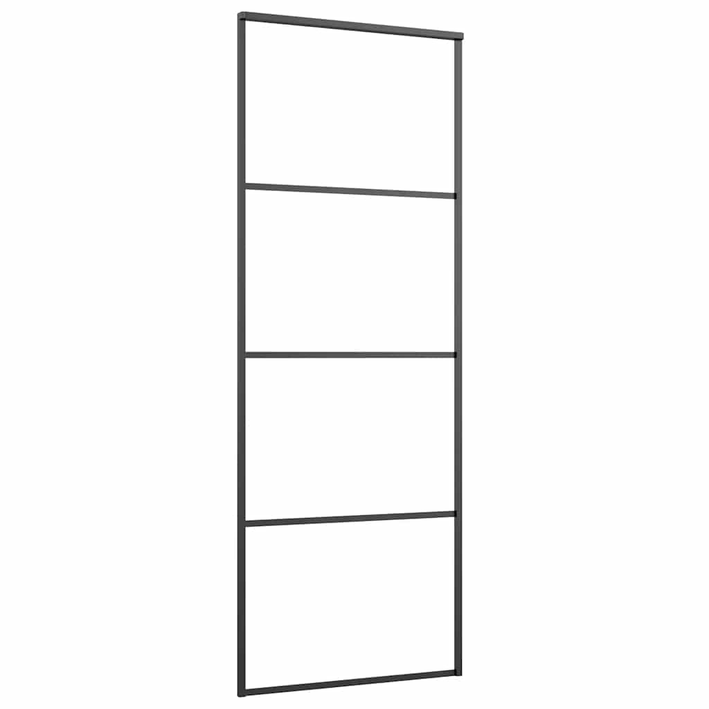 Schuifdeur met beslagset 76x205 cm ESG glas zwart